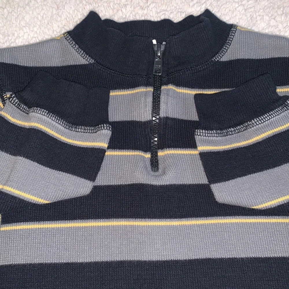 Gymboree Gray & Black Striped Sweater 3T EUC Quarter Zip Top